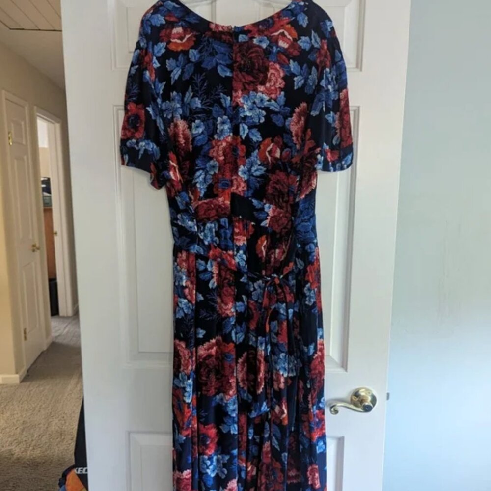 Roaman's Blue And Red Floral Maxi Dress Size 22/24